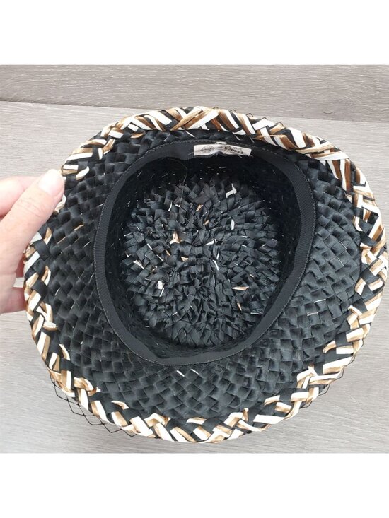 Vintage woven hat with mesh overlay and black hat box main image 16